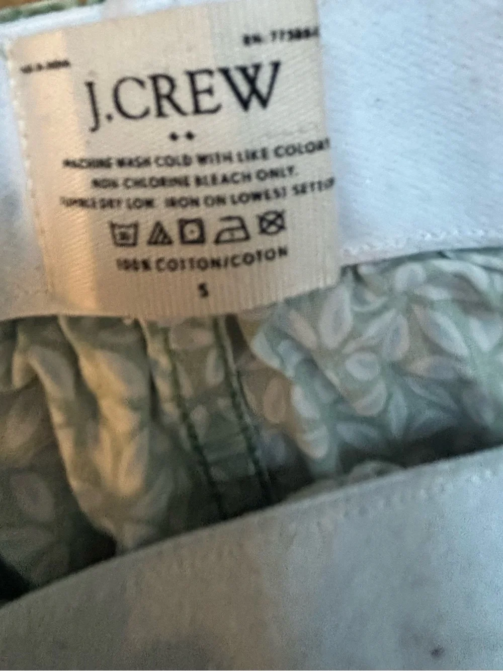 J. Crew Green and White Geometric Cotton Shorts